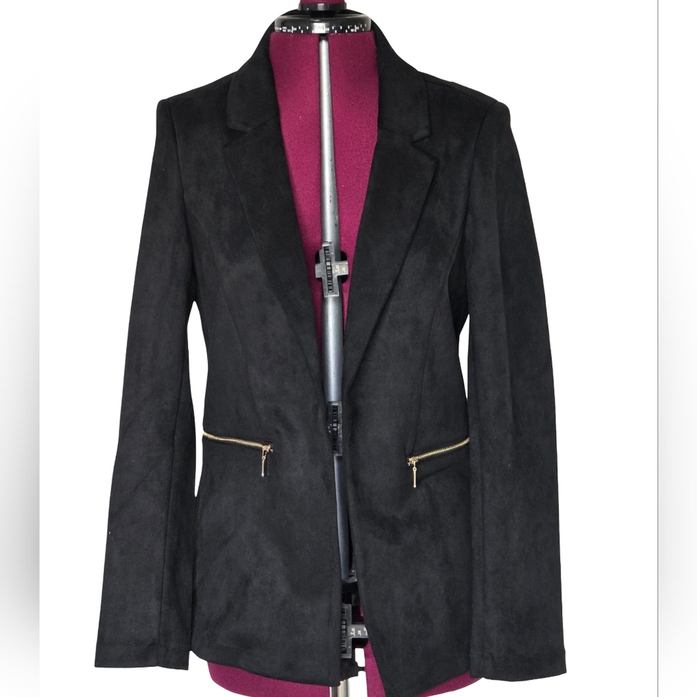 NWT Nanette Lepore Black Faux Suede Blazer Size S Business Casual Night Out Work - Picture 12 of 12